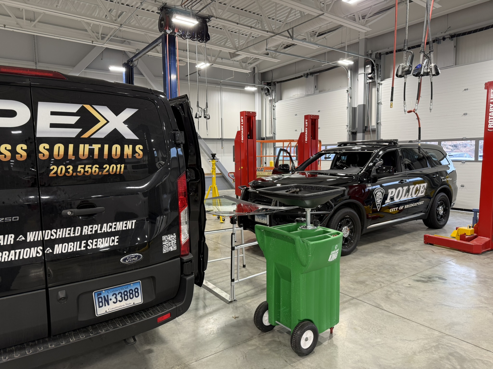 Police vehicle glass service
